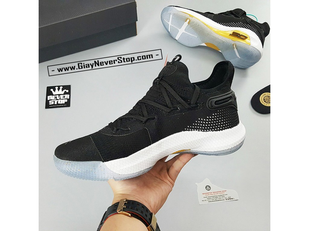 Giày Curry 6 đen trắng vàng bóng rổ hàng đẹp chuẩn sfake replica giá tốt HCM