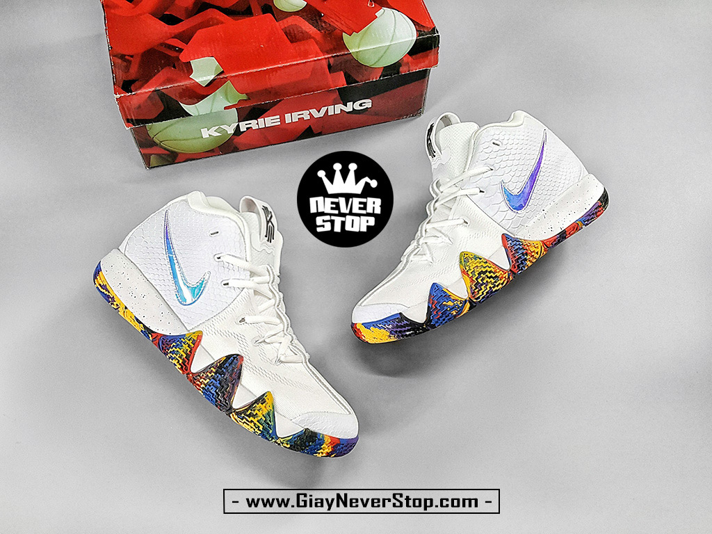 Giày Kyrie 4 trắng hologram chuyên bóng rổ hàng sfake chất lượng cao giá tốt HCM