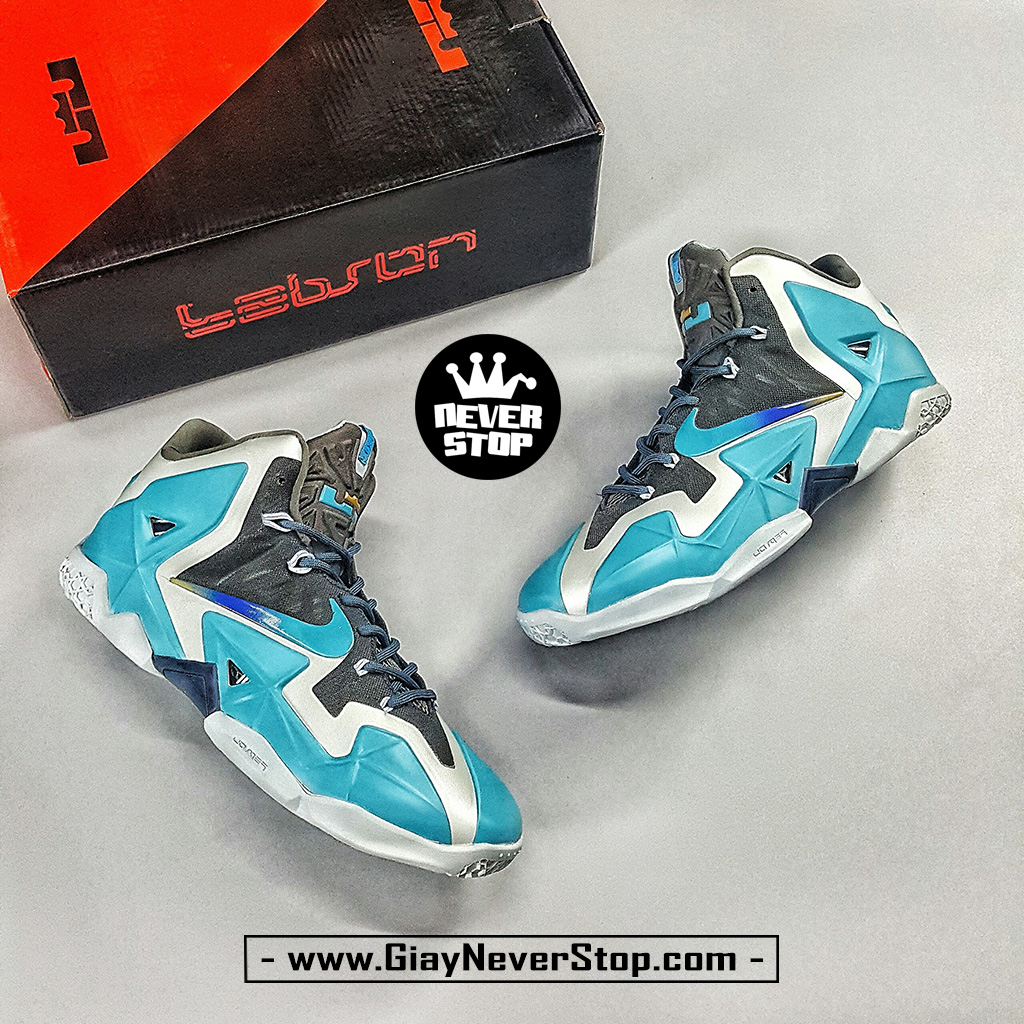 Giày Lebron 11 xám xanh bóng rổ nam cổ cao sfake chính hãng giá rẻ HCM