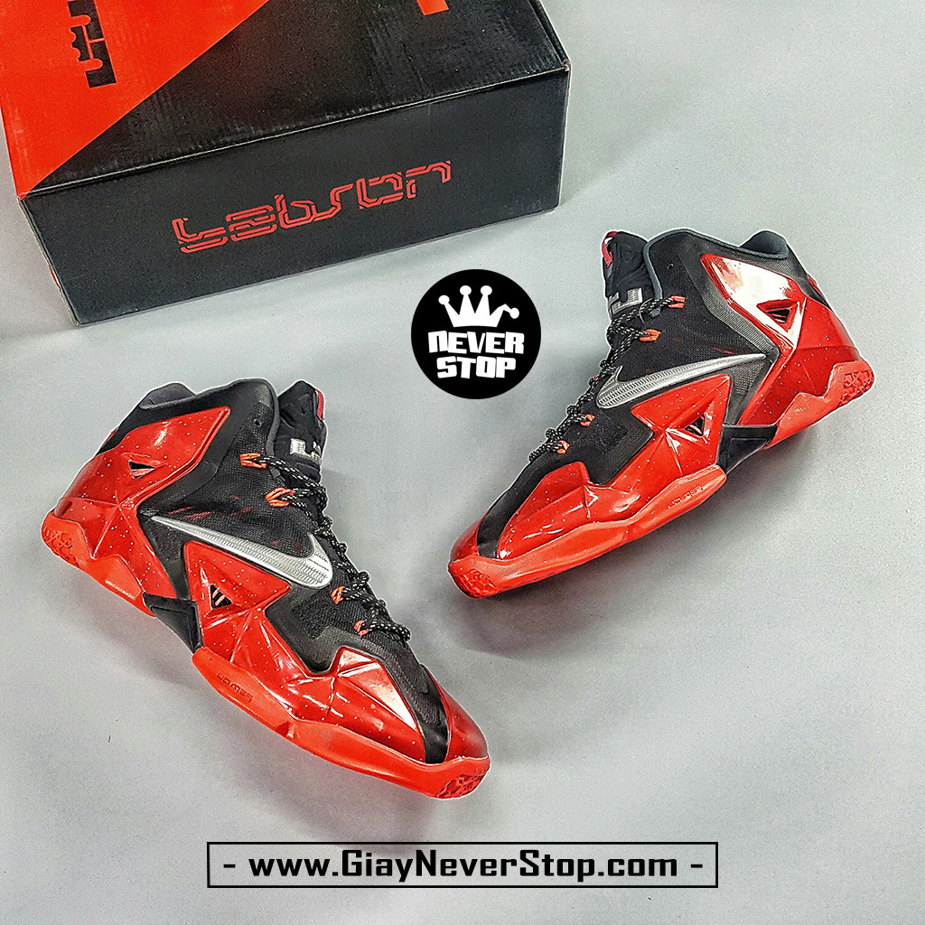 Giày Lebron 11 đen đỏ bóng rổ nam cổ cao sfake chính hãng giá rẻ HCM