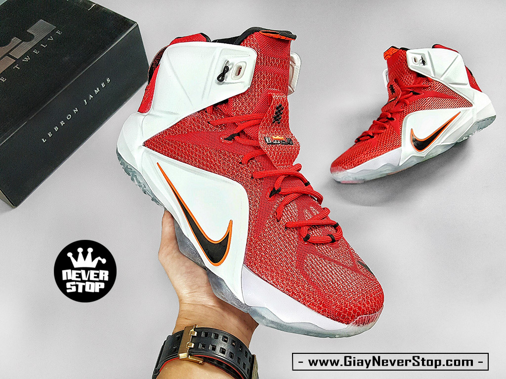 Giày Lebron 12 đỏ trắng bóng rổ nam cổ cao sfake chính hãng giá rẻ HCM