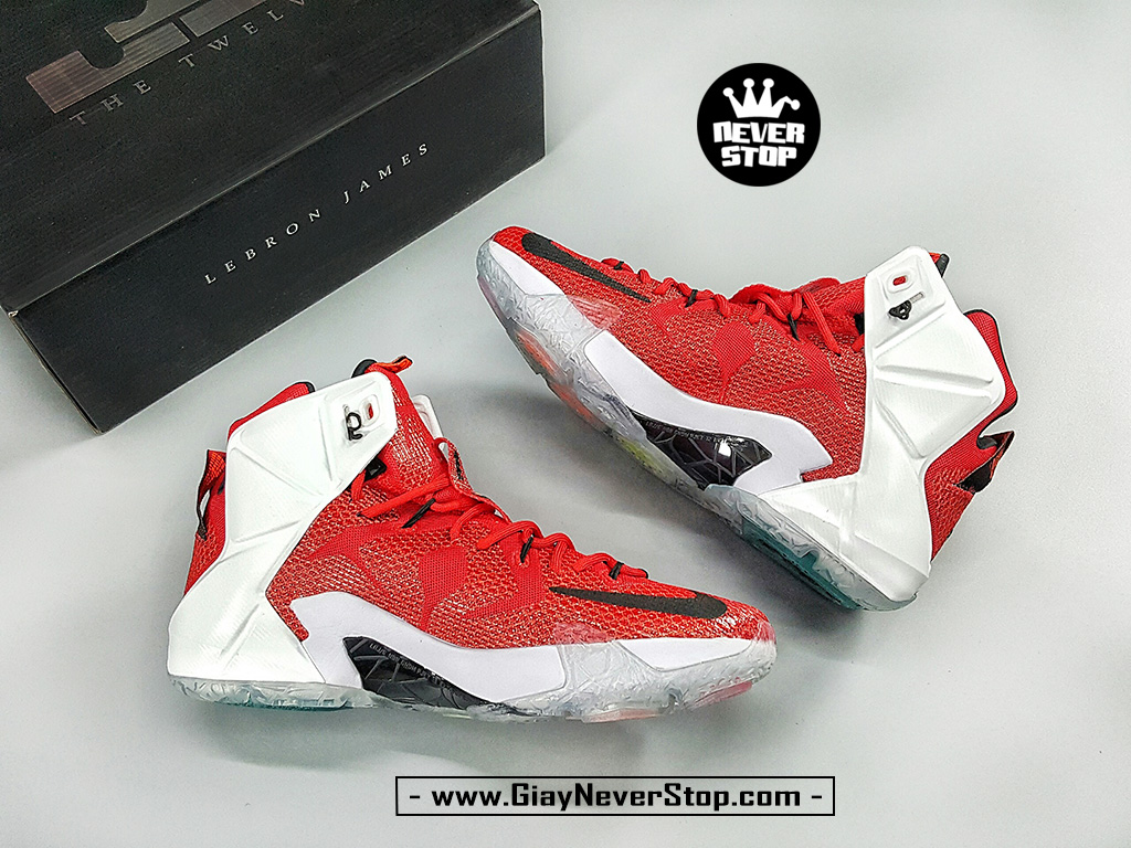 Giày Lebron 12 đỏ trắng bóng rổ nam cổ cao sfake chính hãng giá rẻ HCM