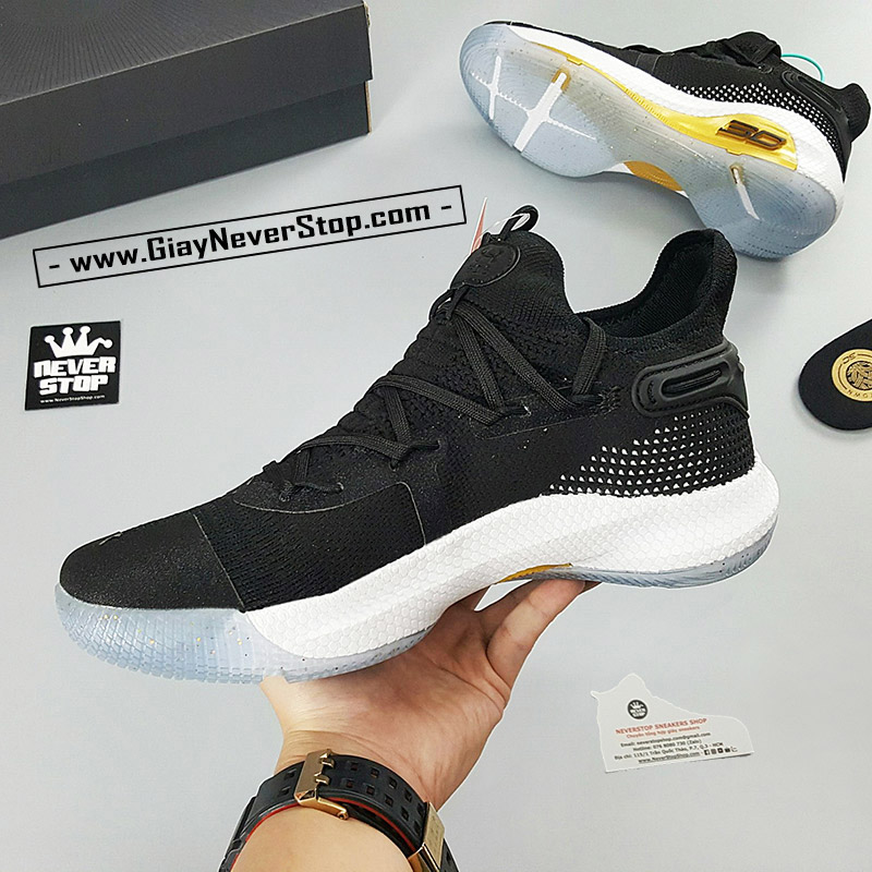 Giày bóng rổ Under Armour Curry 6 Black White Yellow sfake replica giá rẻ tốt nhất HCM