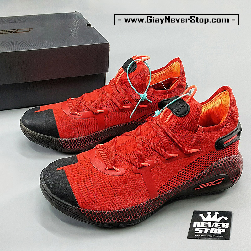 Giày bóng rổ Under Armour Curry 6 cổ thấp đen đỏ sfake replica giá rẻ tốt nhất HCM
