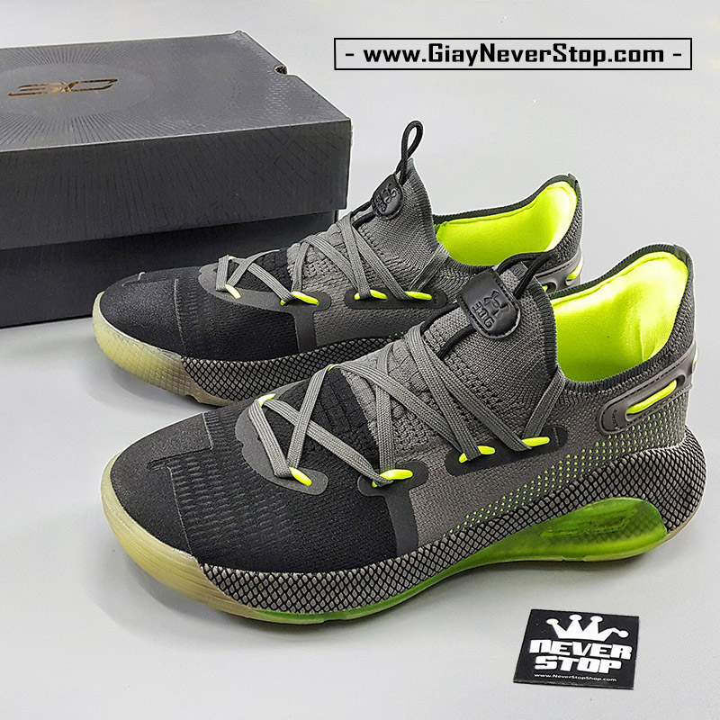 Giày bóng rổ Under Armour Curry 6 cổ thấp đen xám xanh sfake replica giá rẻ tốt nhất HCM